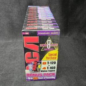 RCA T-120 & T-160 Blank VHS Video Tape 6-8 Hour Standard Grade Sealed 12 Pack